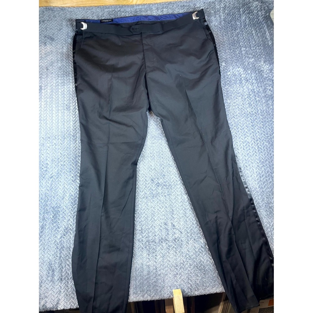 London Fog Tuxedo Pants Mens 52/46L Black Mid Rise Straight Leg Business Office